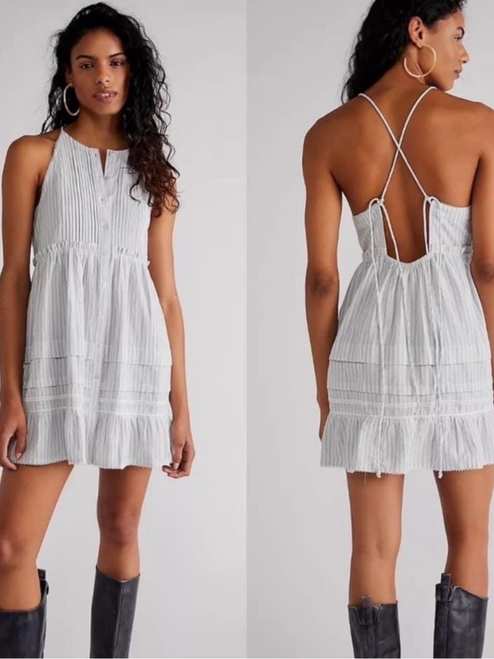 Free People Desert Days Halterneck Tiered Sz m striped